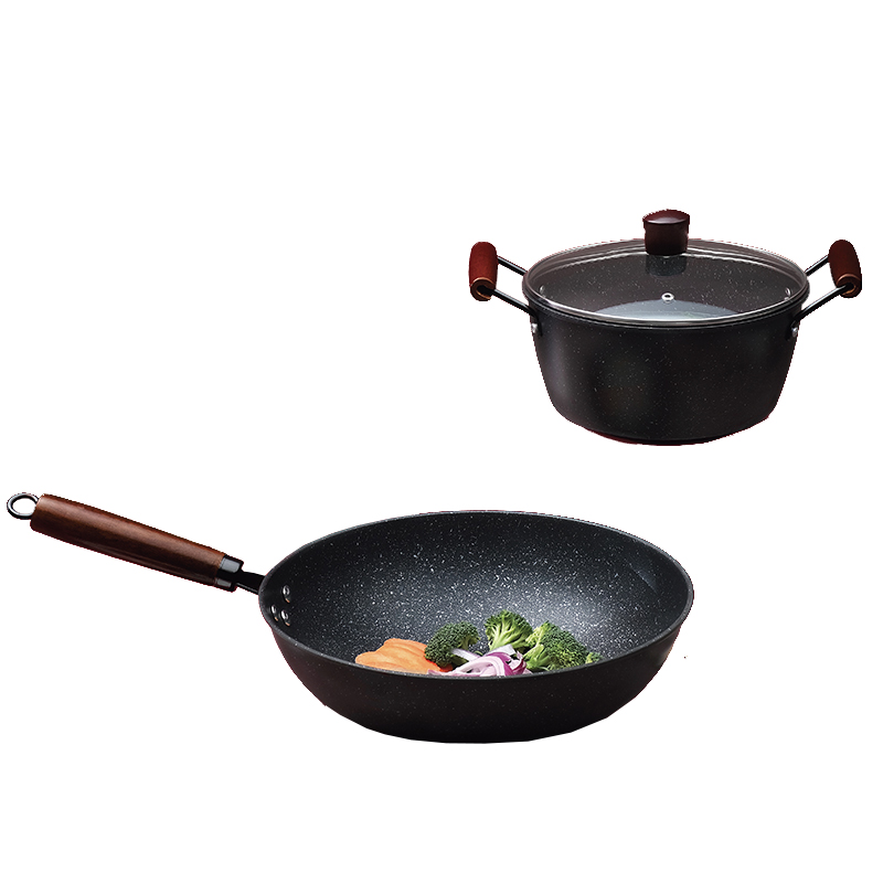 荣事达（Royalstar） RSD083-FJ 32cm+22cm 麦饭石二件套 黑色（单位：套）