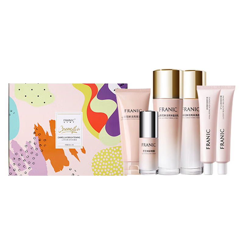 法兰琳卡（FRANIC）自然故事山茶花鲜活亮采套装(洁面100ml+水110ml+精华30ml+乳液110ml+眼霜20g+BB（单位：套） 粉色