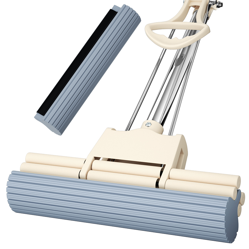 尔蓝 AL-JM10 滚轮式免手洗胶棉拖把吸水海绵家用拖地墩布（单位：套） 咖色