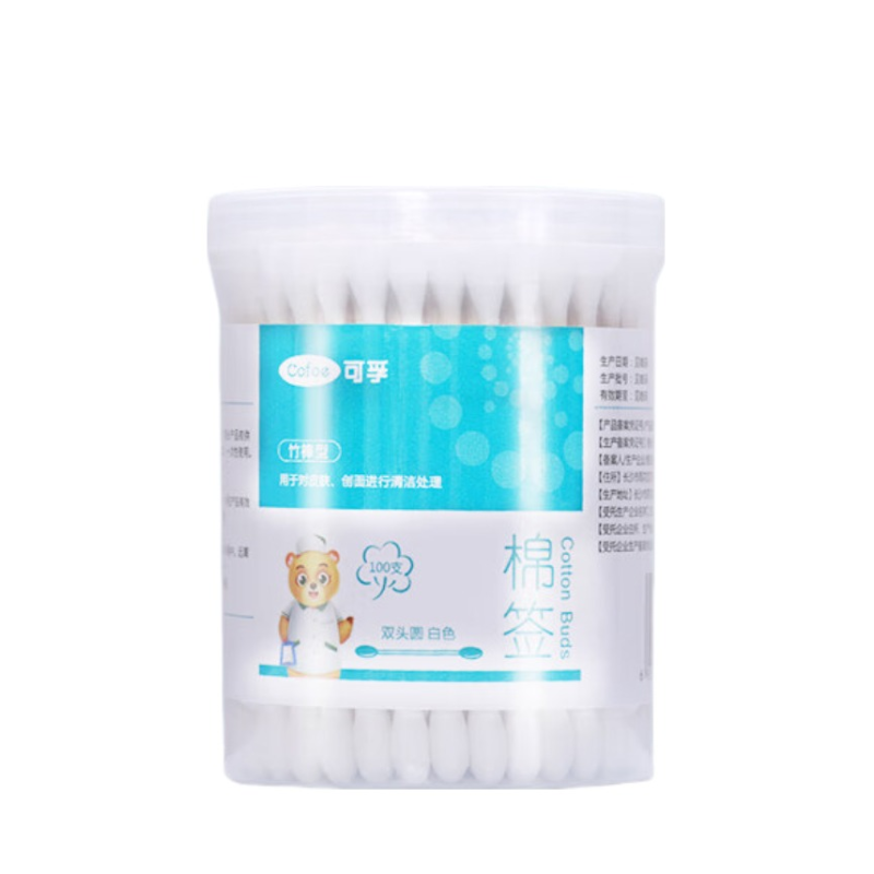 可孚棉签（双圆头 竹棒型）	双头棉签普通型，7.5X100支 *4盒 白色