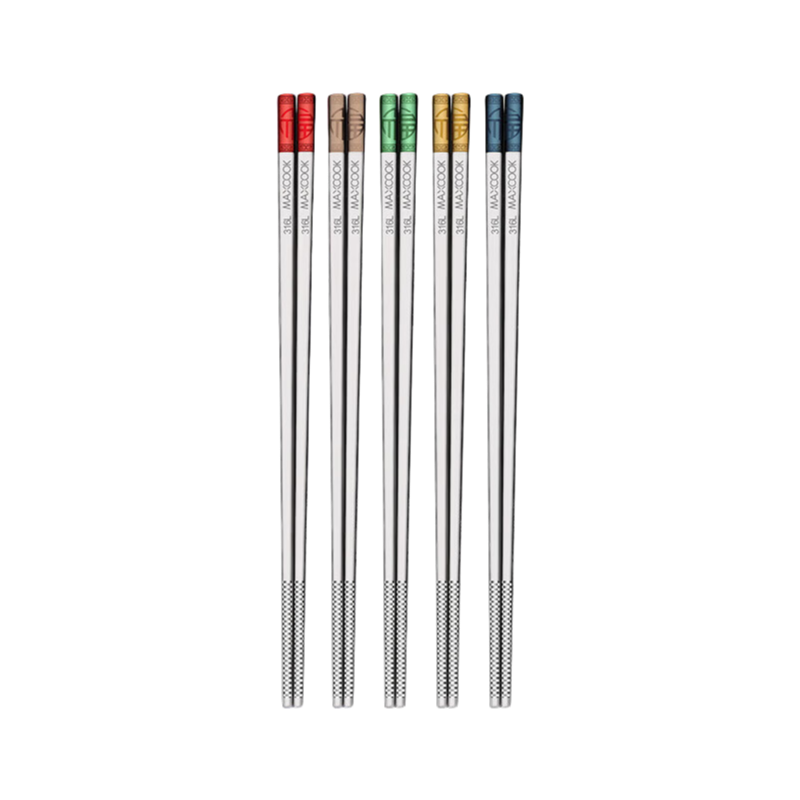 美厨316L不锈钢筷子 分色筷分餐筷分类家庭筷餐具套装 10双装MCK0216 单位：双  