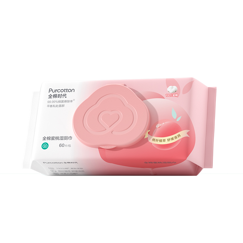 全棉时代 除菌如厕 60抽/包 100%棉 粉白色（单位：包）