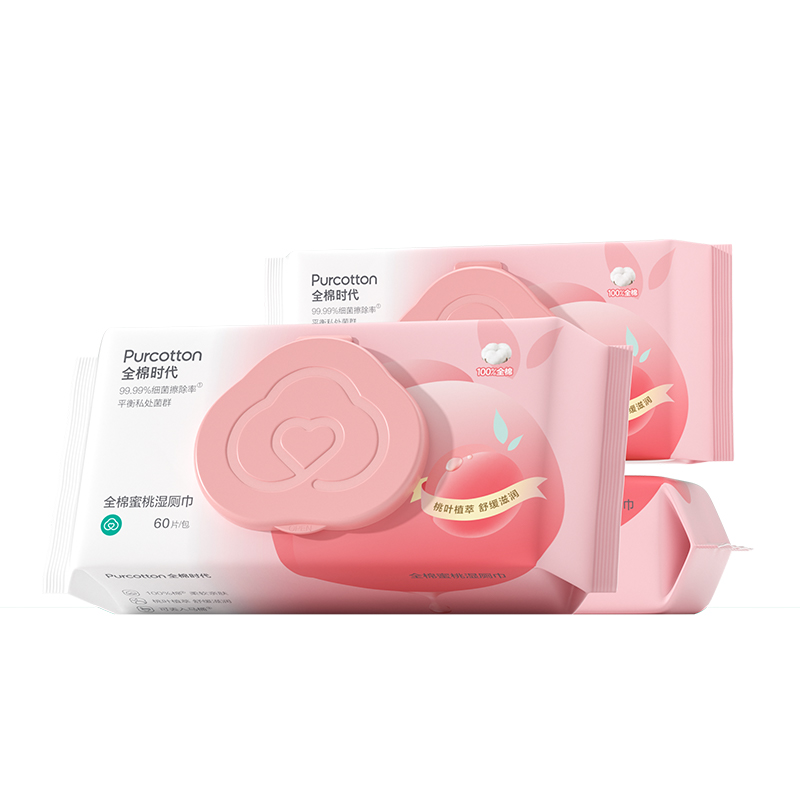 全棉时代 除菌如厕 60抽/包 湿厕纸 粉白色（单位：提）