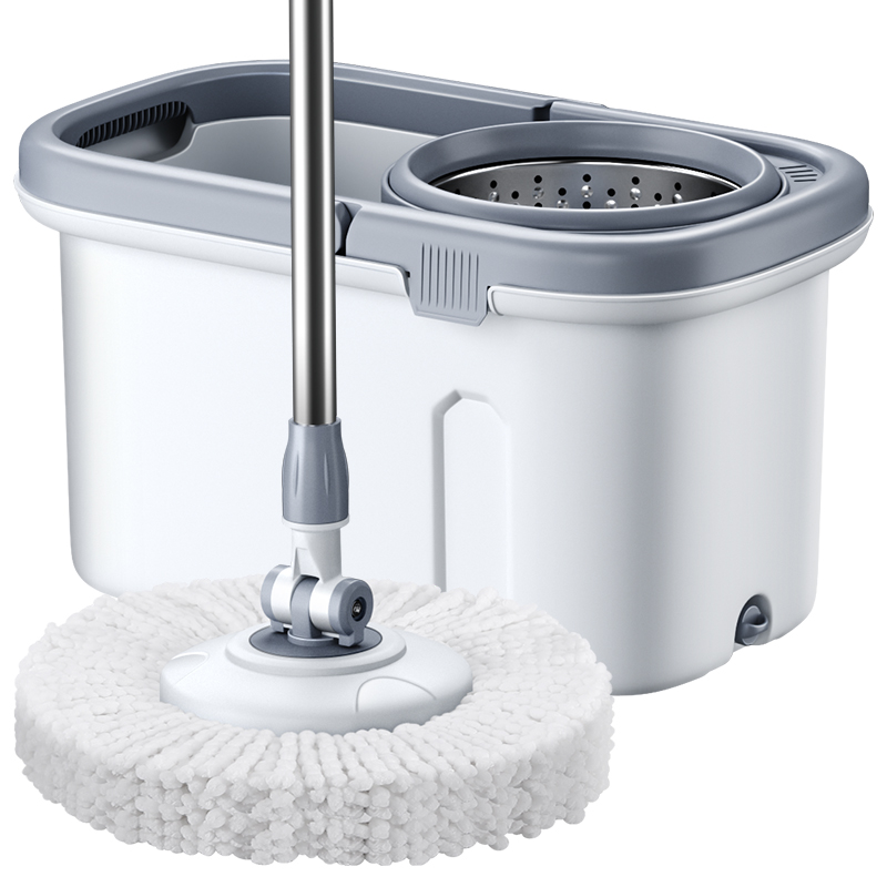 家杰优品 省力旋转拖把家用一拖净免手洗2024懒人拖把桶套装拖布吸水墩布 JJ-A53  单位：套 钢琴白