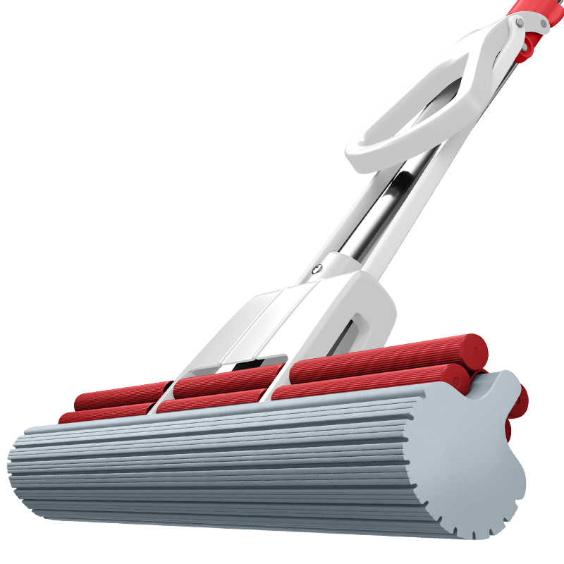 尔蓝 38cm大号滚轮式挤水胶棉拖把 海绵拖布免手洗拖地神器AL-JM16