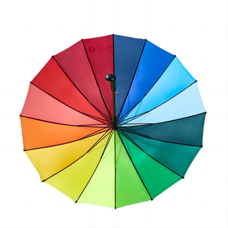 甠焓 QH-2312 16骨 半自动直杆创意彩虹伞 混色（单位：把）