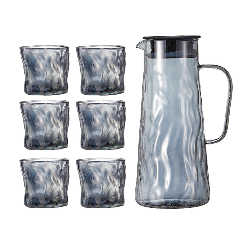 玻礼多蜜（BOLIDOMI） W-WY/L7 高硼硅水壶1500ml*1 水杯230ml*6 雾影高硼水具七件套 深空灰（单位：套）