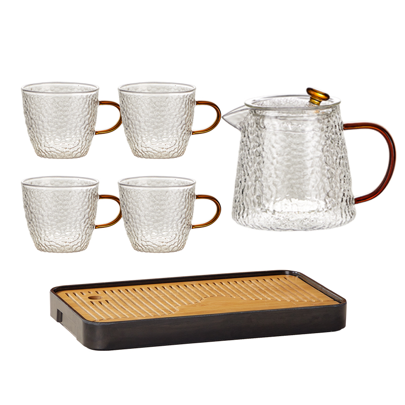 玻礼多蜜（BOLIDOMI） W-ZY/L6 茶壶500ml*1、茶杯120ml*4、茶盘*1 知影高硼茶具六件套 透明（单位：套）