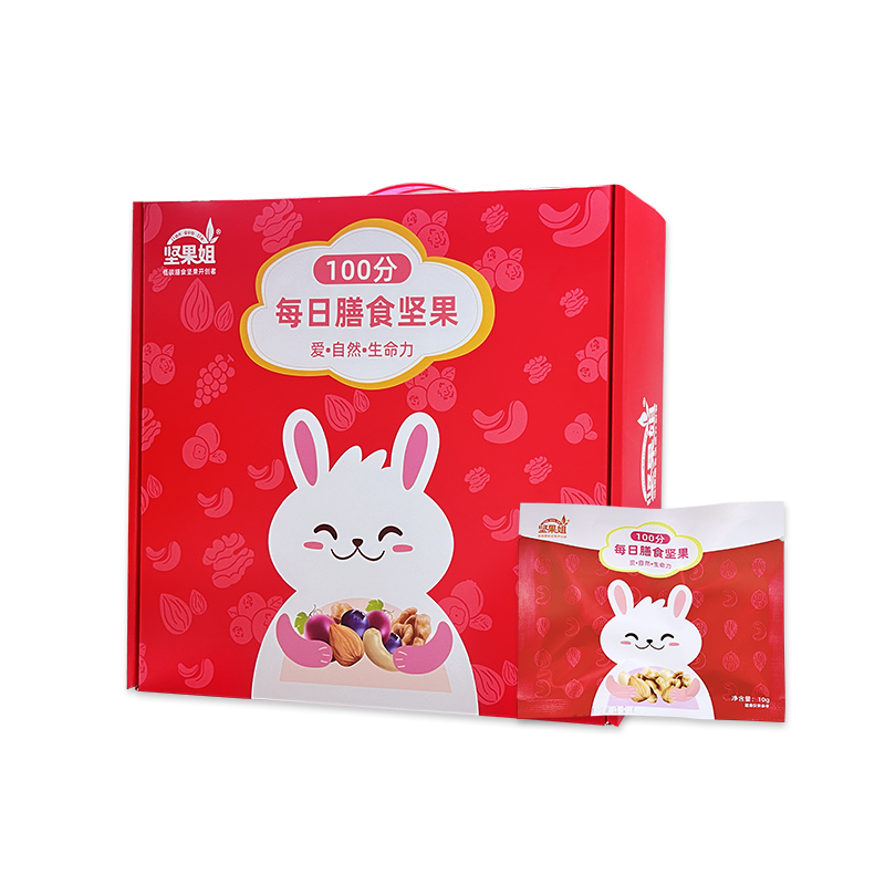 坚果姐 100分0糖0盐每日膳食坚果300g 每日坚果 10g*30袋 红色（单位：盒）