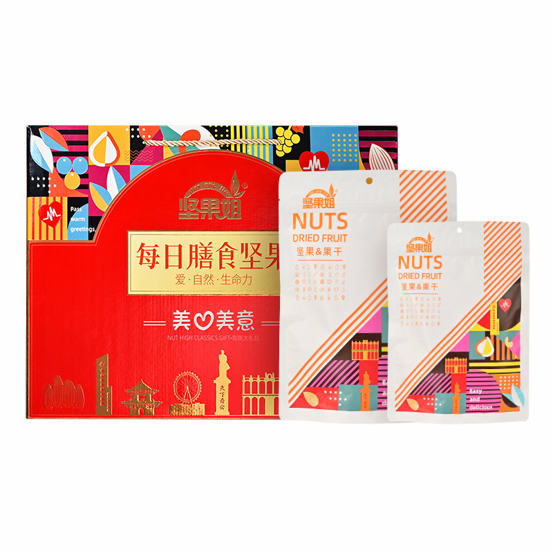 坚果姐 每日膳食坚果 美心美意大礼包 1188g（8款口味） 红色（单位：盒）