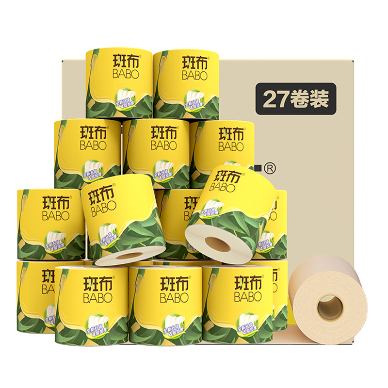 斑布（BABO） DBCJ125A27(DL) 4层125克*27卷 BASE有芯有膜卷纸 白色（单位：箱）