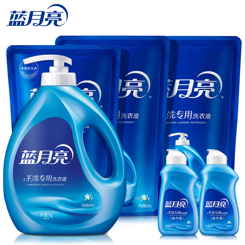蓝月亮 风清白兰 1kg瓶*1+1kg*3+80g*2 洗衣液 蓝色（单位：套）