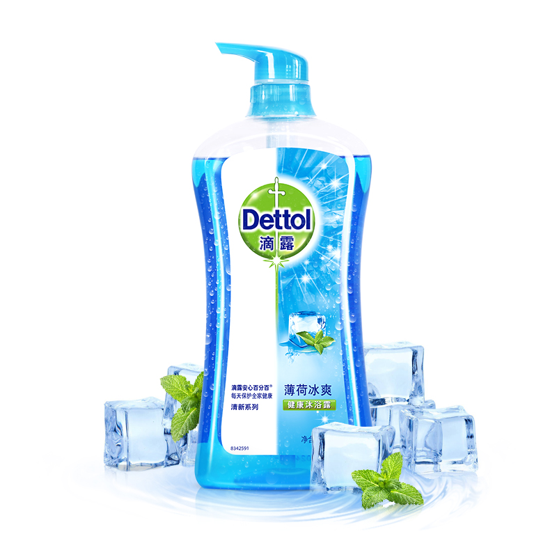 滴露 健康抑菌沐浴露 薄荷冰爽 950g(单位：瓶) 水蓝色