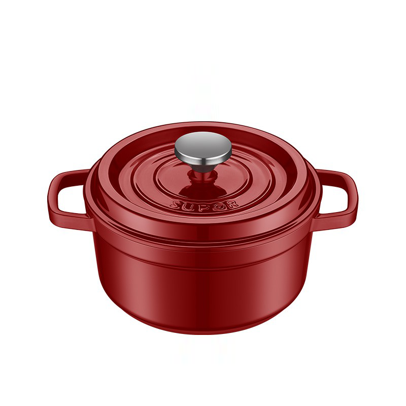 苏泊尔（SUPOR）22cm珐琅锅&middot;珐琅铸铁锅.经典系列-酒红/ET22MF01-R（个） 酒红