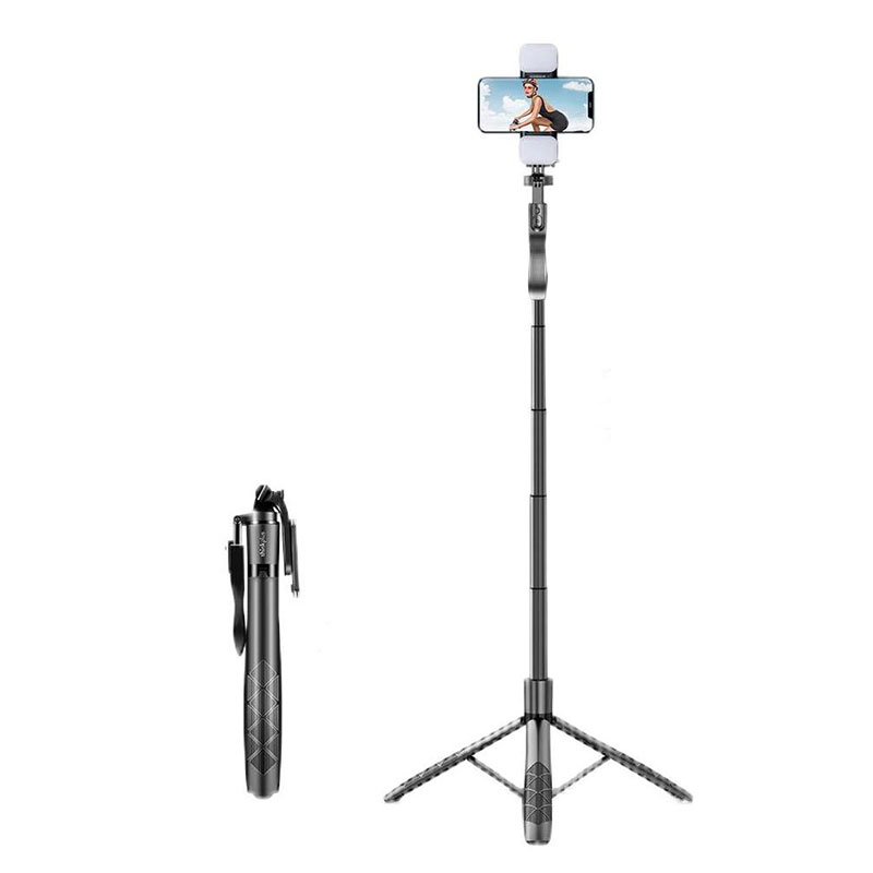 联想 自拍杆手机支架伸缩三脚架 H18B旗舰款（1.8米+不锈钢杆+稳拍手柄）黑色（单位：件） 黑色