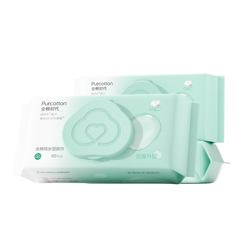 全棉时代纯水湿厕巾190mmx150mm 60片/包 3包/袋 白色