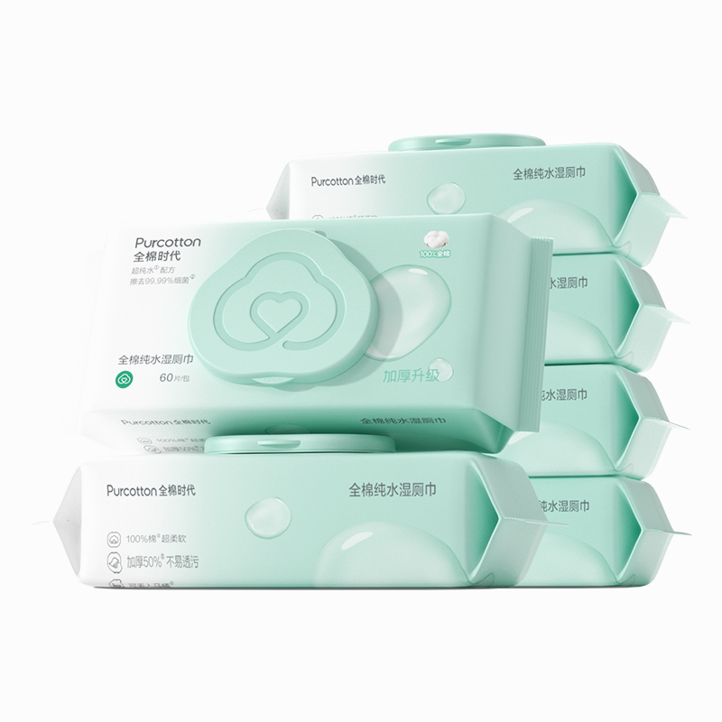 全棉时代纯水湿厕巾190mmx150mm 60片/包 6包/组 白色
