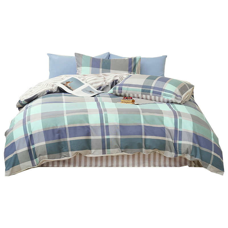 罗曼罗兰（ROMROL） 云中忆 200*230cm 全棉四件套 格子蓝（单位：套）
