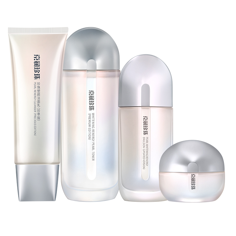 京润珍珠（gNPearl） 珍珠美白塑颜4件套 洁面乳100g+水150ml+乳100g+霜50g 水乳面霜精华四件套 白色（单位：套）