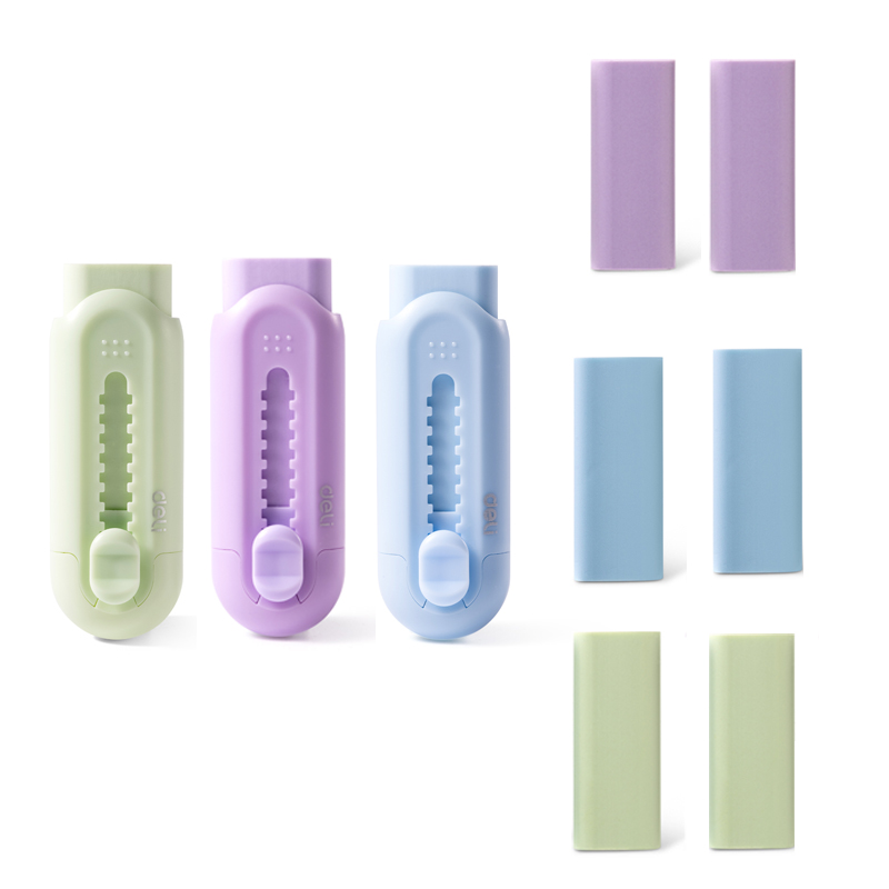 得力(deli) 推拉橡皮擦 VP400 3橡皮擦+6替芯 混色（单位：套）