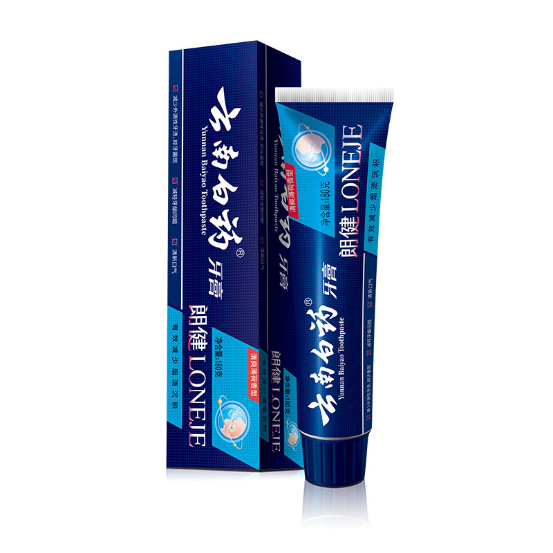 云南白药 护龈净白清爽薄荷 180gX1支 朗健牙膏 白色（单位：盒）