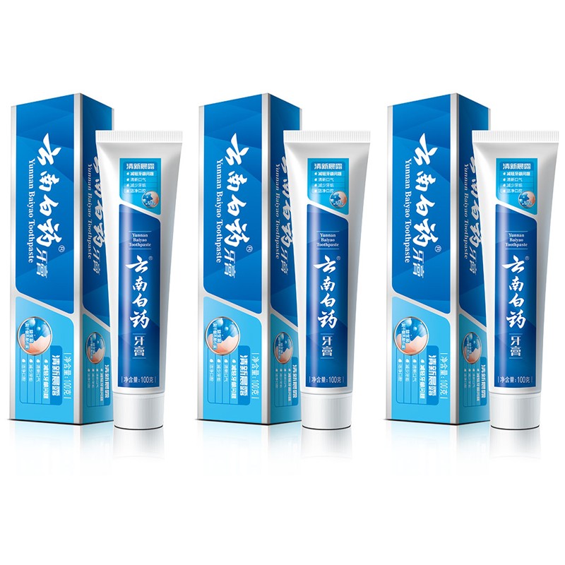 云南白药（YUNNANBAIYAO） 清新晨露 100gX3支装 口气清新牙膏 白色（单位：套）
