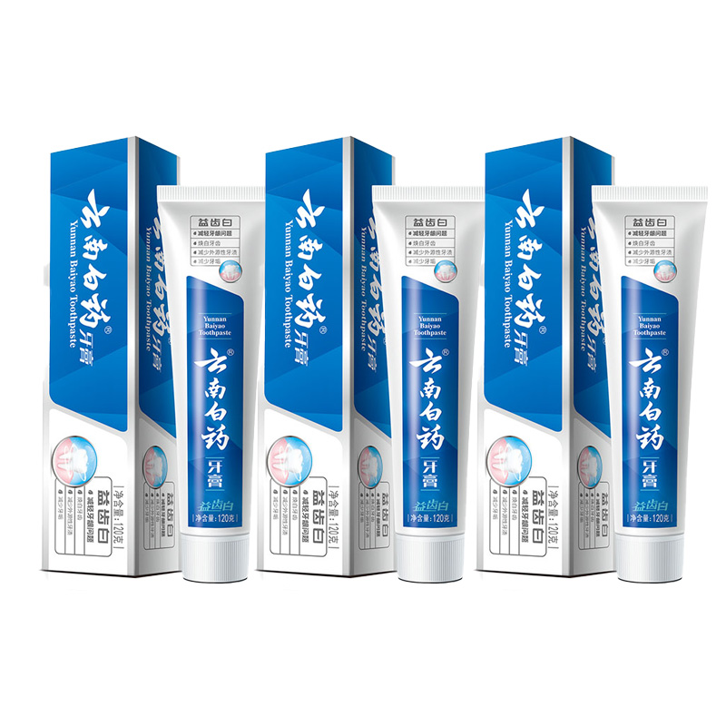 云南白药（YUNNANBAIYAO） 激爽薄荷 120gX3支 清新空气益齿白牙膏 白色（单位：套）