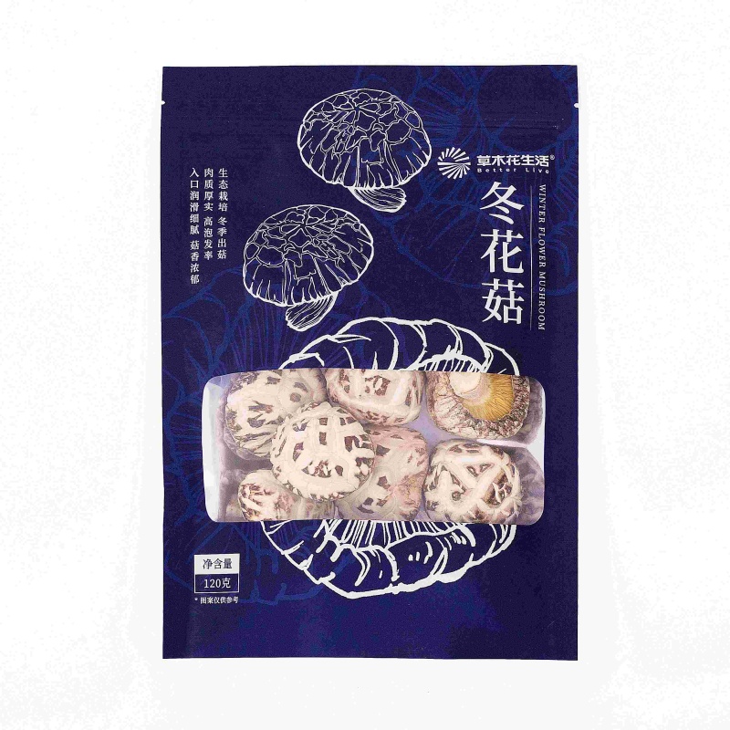 草木花生活 冬花菇 肉质厚实 ，高泡发率 120g 藏青色（单位：袋）