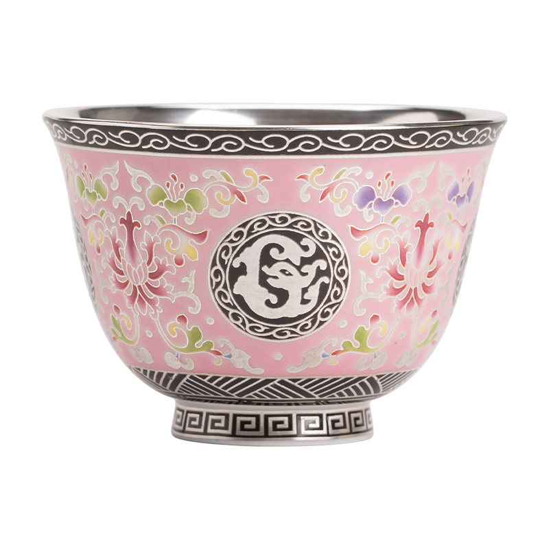 苏氏陶瓷/SUSHICERAMICS J1122 110ml 鎏银珐琅彩宝相花茶杯  粉色（单位：个）