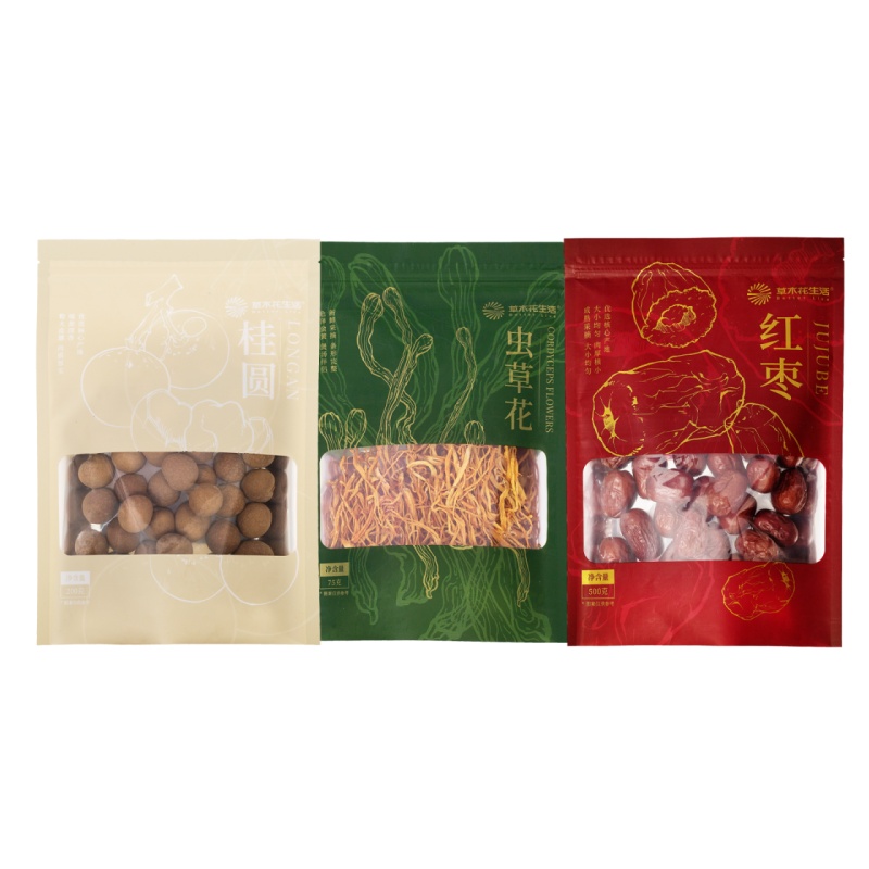 草木花生活 桂圆200g+红枣500g+虫草花75g 775g 组合装 混色（单位：袋）