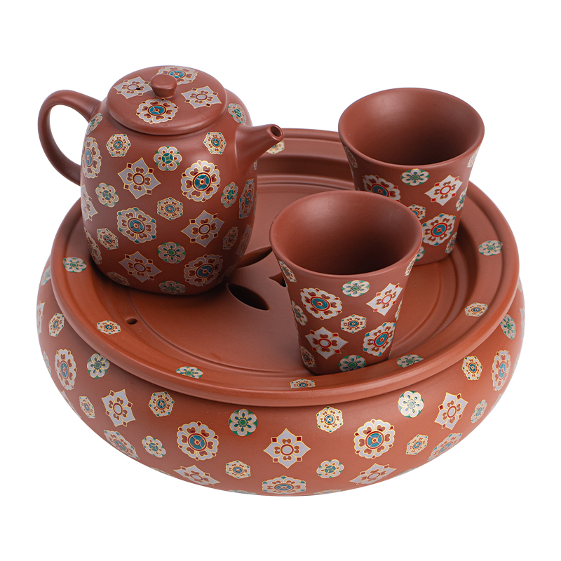 苏氏陶瓷/SUSHICERAMICS J1130 4头 紫砂茶壶茶杯茶盘套装  枫叶色（单位：套）
