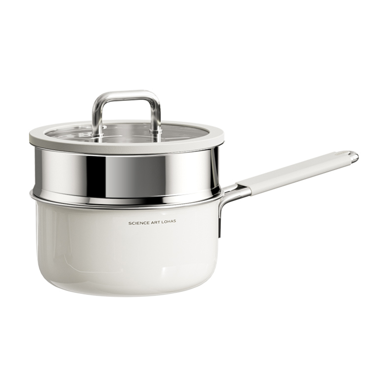 中科德马克（DUMIK） D-NS18N41Z 奶锅18cm（带蒸笼） 不锈钢陶瓷  白色（单位：个）