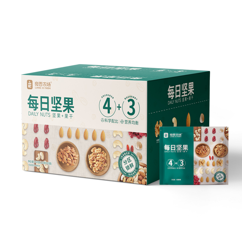 良西农场 坚果礼盒 750g 每日坚果 绿色（单位：盒）