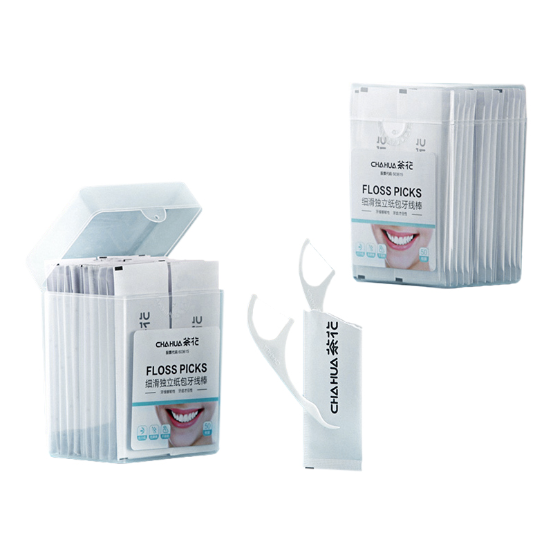 茶花（CHAHUA） 50支 盒 牙线棒独立包装 天蓝色（单位：盒）