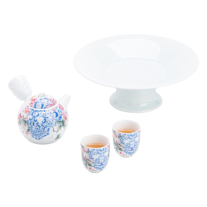 苏氏陶瓷（SUSHI CERAMICS） J1139 4头 繁花似锦侧把壶套装  混色（单位：套）