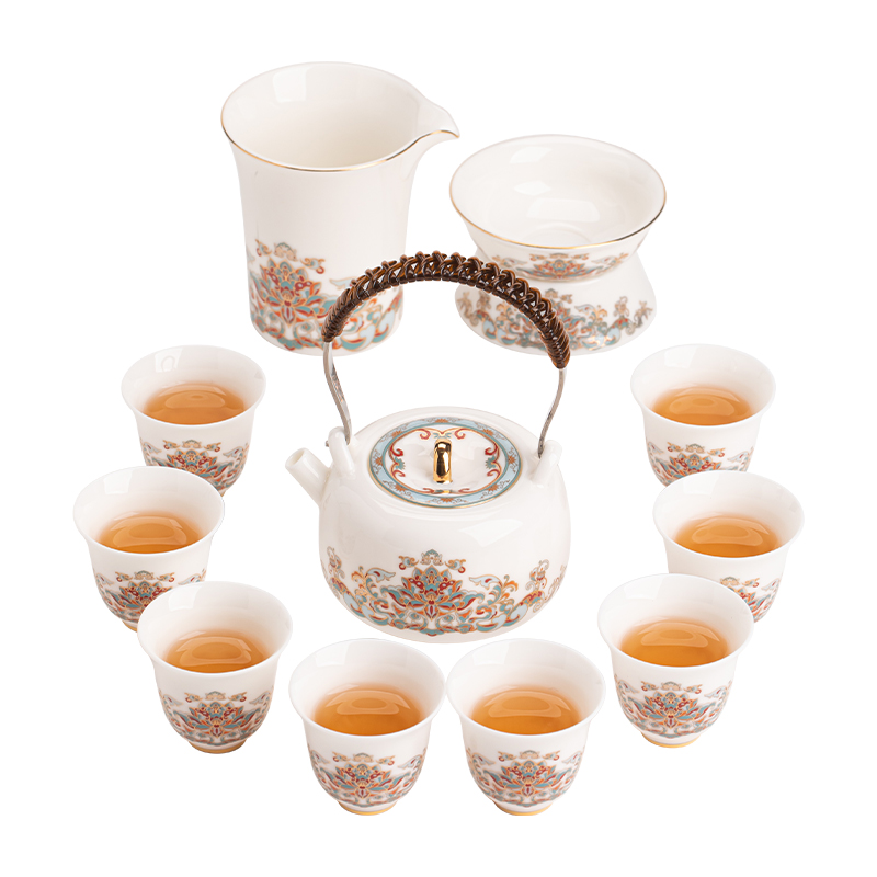 苏氏陶瓷（SUSHI CERAMICS） J1108 11头 敦煌宝相花提梁壶套装  白色（单位：套）