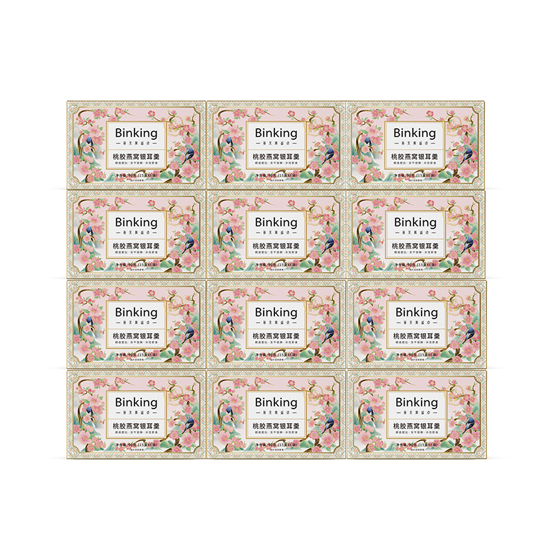 Binking 滋补营养 15g/袋*6袋/盒*12盒 桃胶燕窝银耳羹 琥珀色（单位：组）