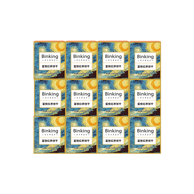Binking 营养代餐 9克/枚*8枚/盒*12盒 富铁红养饼干 混色（单位：组）