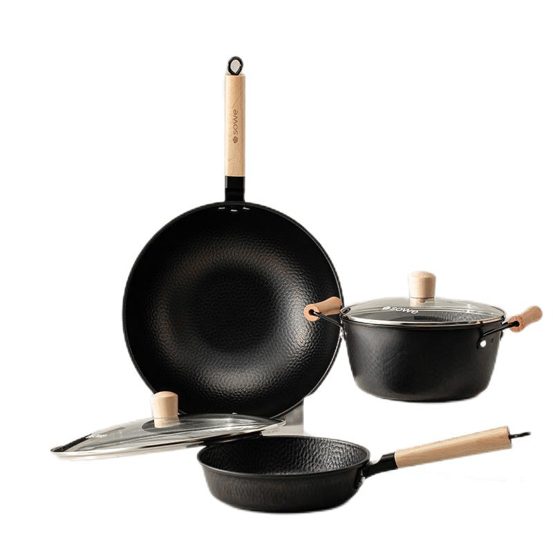 素味（SOWE） S-TZF3H41 锅具三件套 和风系列  黑色（单位：套）