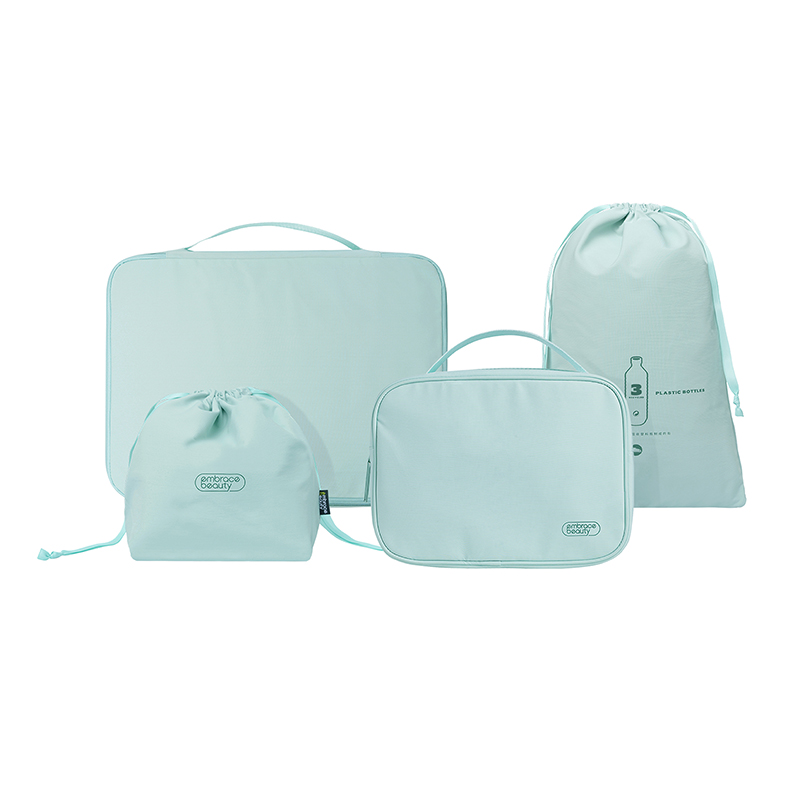 又见美物 EB4602 洗漱包+收纳袋M+抽绳袋M+鞋袋 四件套（经典版） 薄荷绿（单位：套）