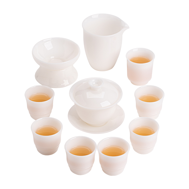 苏氏陶瓷（SUSHI CERAMICS） J1063 10头 冰种玉白瓷茶具套装  白色（单位：套）