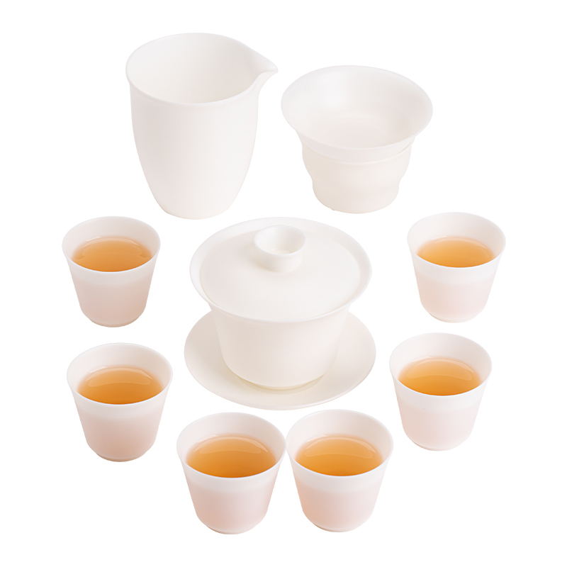 苏氏陶瓷（SUSHI CERAMICS） J1062 9头 素烧玉白瓷茶具套装  白色（单位：套）