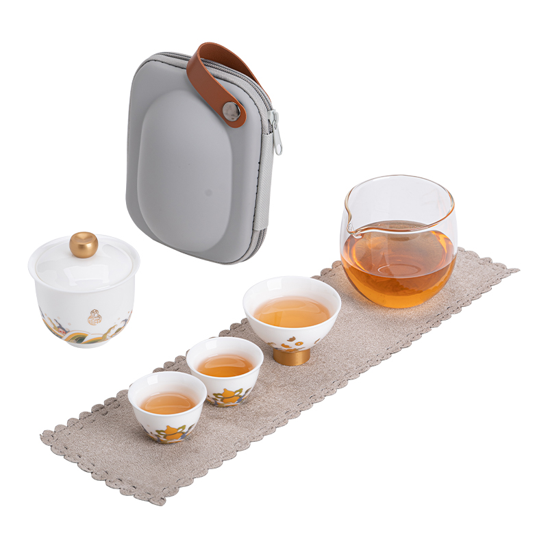 苏氏陶瓷（SUSHI CERAMICS） J0089-1 5头 国潮海水无涯快客杯  白色（单位：套）