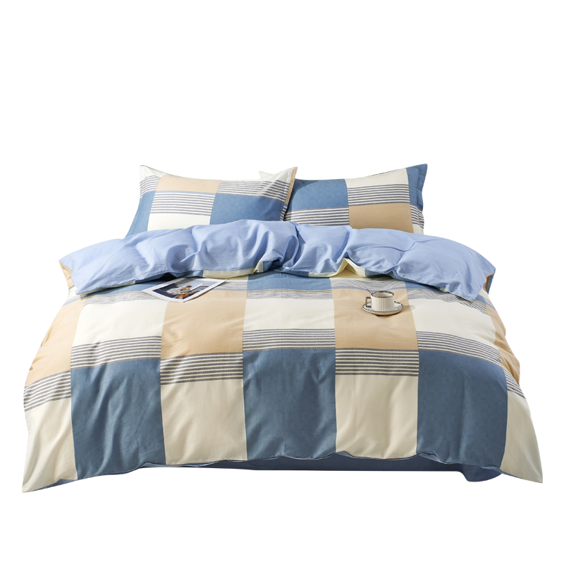 罗曼罗兰（ROMROL） 英伦风 200*230cm 100%全棉四件套 蓝白色（单位：套）