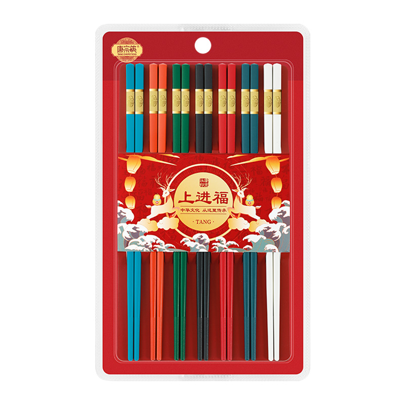 唐宗筷 TK33-7194 7双装 合金筷子金福 混色（单位：盒）