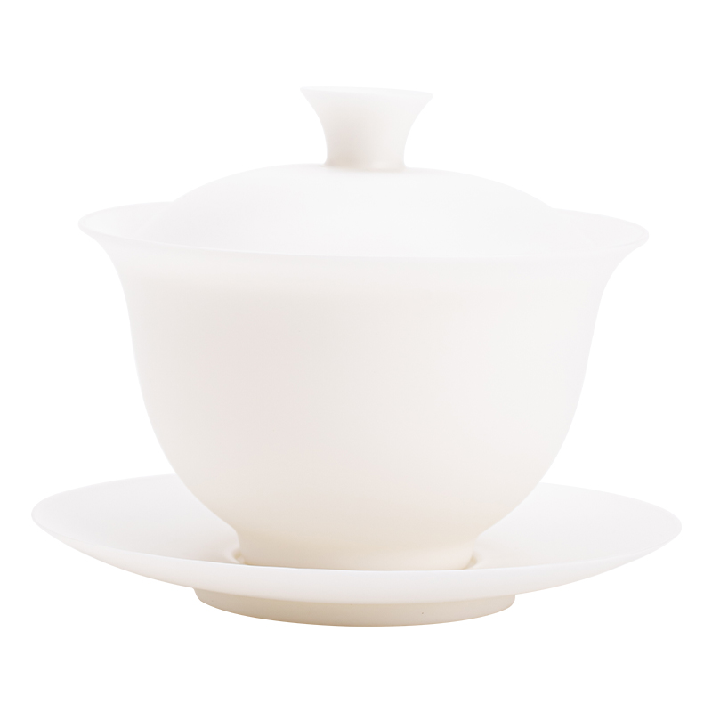 苏氏陶瓷（SUSHI CERAMICS） J1150 150ml 冰种玉瓷清欢圆满盖碗  白色（单位：套）