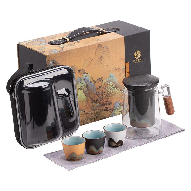 苏氏陶瓷（SUSHI CERAMICS） J1127 4头 釉画彩手柄玻璃旅行包  混色（单位：套）