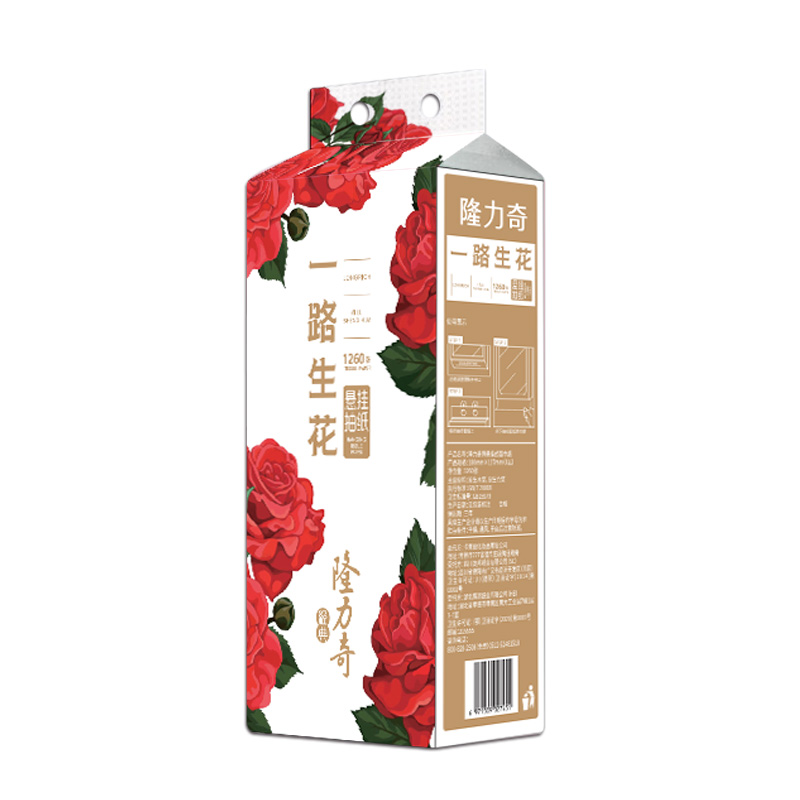 隆力奇 LLQ-001 4层315/抽 *10提 悬挂抽纸组合 玫瑰红色（单位：箱）