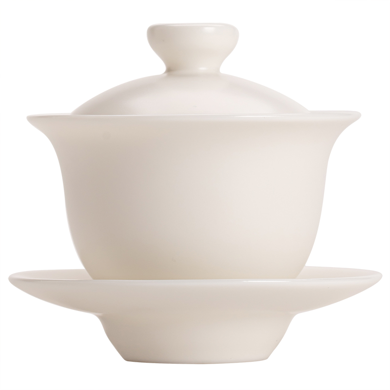 苏氏陶瓷（SUSHI CERAMICS） J0512 110ml 中国白素烧功三才盖碗  白色（单位：套）