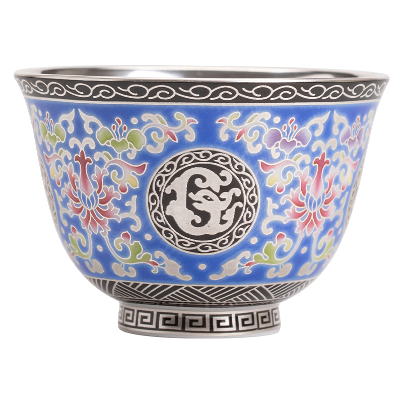 苏氏陶瓷（SUSHI CERAMICS） J1123 110ml 鎏银珐琅彩宝相花茶杯  混色（单位：个）